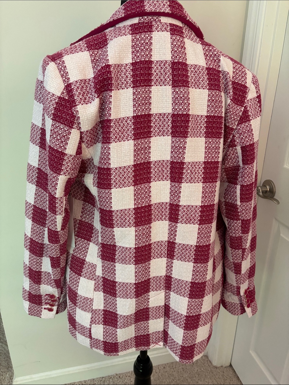 Liz Claiborne Pink and White Check Double-Breasted Blazer - Picture 5 of 7